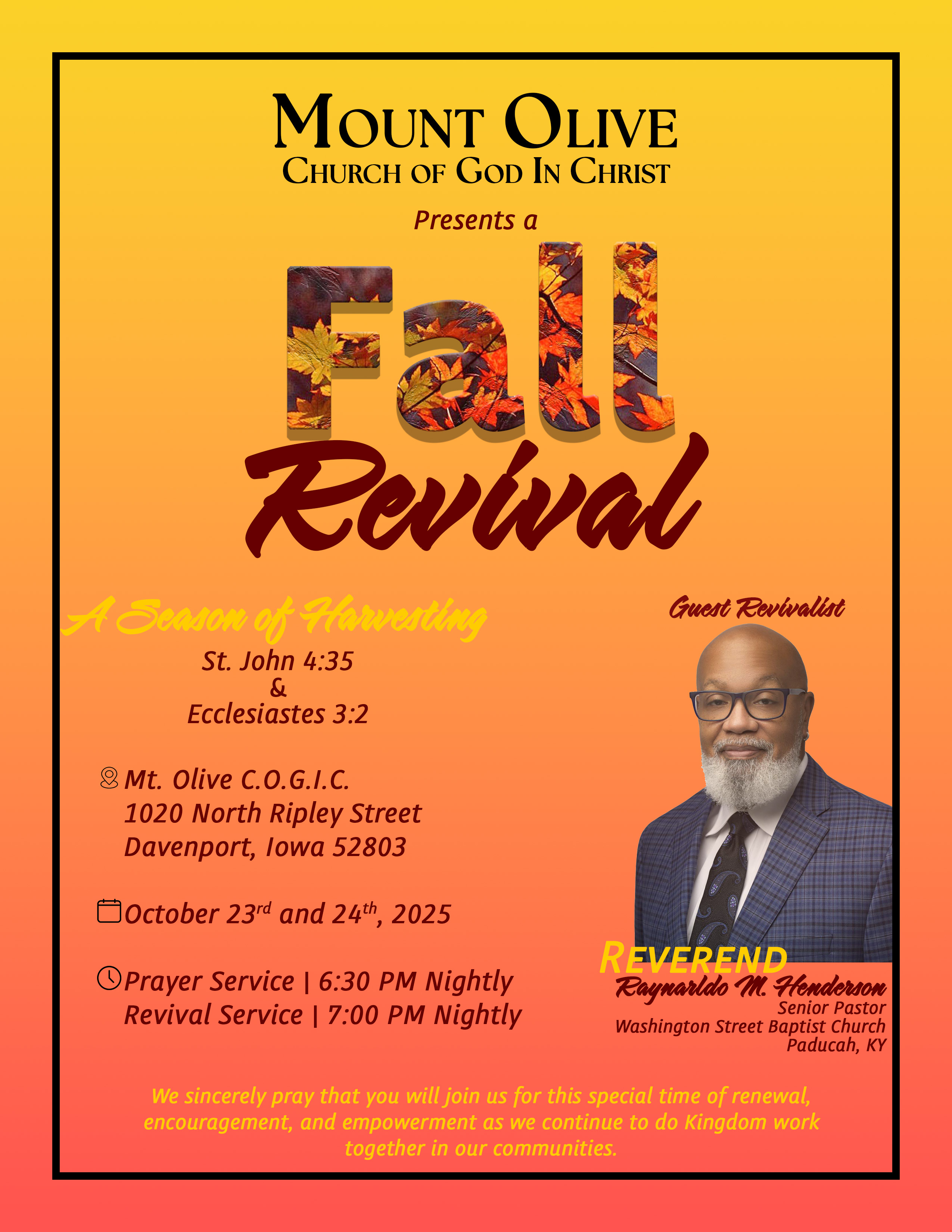 2025 Mount Olive COGIC Fall Revival